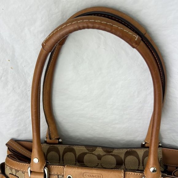 Coach brown signature canvas braided tassel shoulder bag purse - Picture 6 of 13